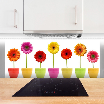 Kitchen Splashback Flowers floral orange pink red yellow