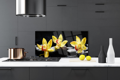 Kitchen Splashback Flower stones floral green black