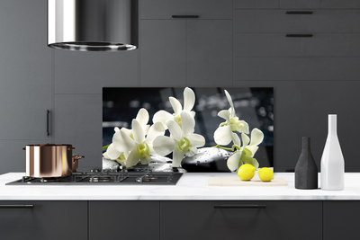 Kitchen Splashback Flower stones floral white black