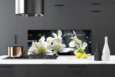 Kitchen Splashback Flower stones floral white black