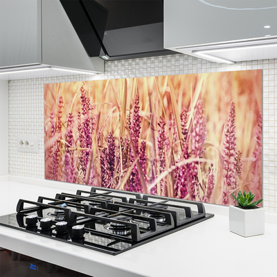 Kitchen Splashback Wheat floral brown