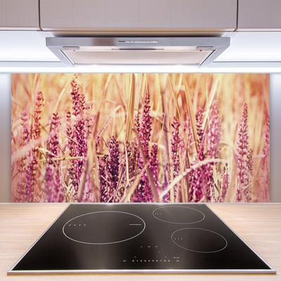 Kitchen Splashback Wheat floral brown