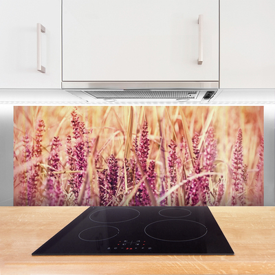 Kitchen Splashback Wheat floral brown