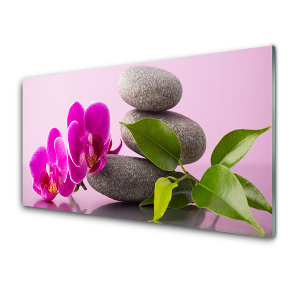 Kitchen Splashback Flower stones floral pink grey