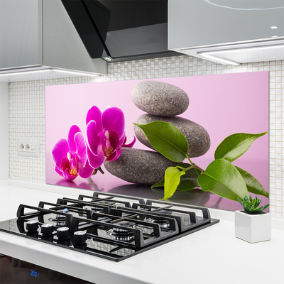 Kitchen Splashback Flower stones floral pink grey