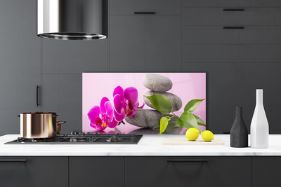 Kitchen Splashback Flower stones floral pink grey