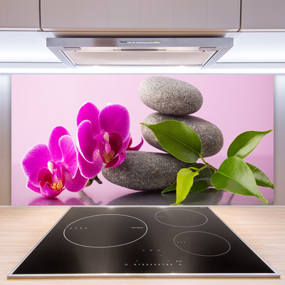 Kitchen Splashback Flower stones floral pink grey