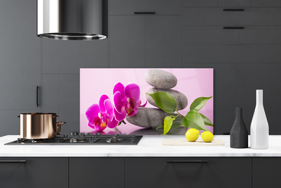 Kitchen Splashback Flower stones floral pink grey