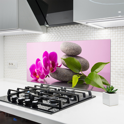 Kitchen Splashback Flower stones floral pink grey