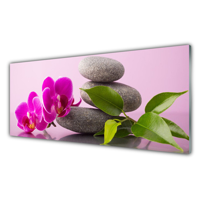 Kitchen Splashback Flower stones floral pink grey