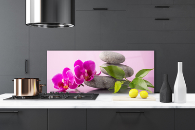 Kitchen Splashback Flower stones floral pink grey