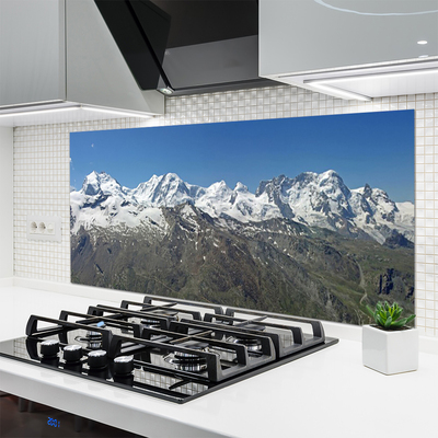 Kitchen Splashback Mountains landscape white grey