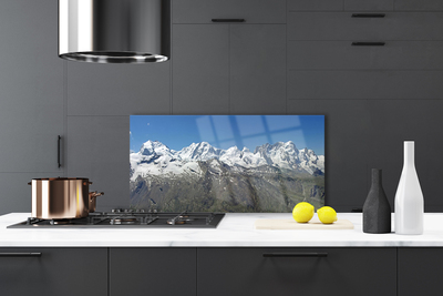 Kitchen Splashback Mountains landscape white grey