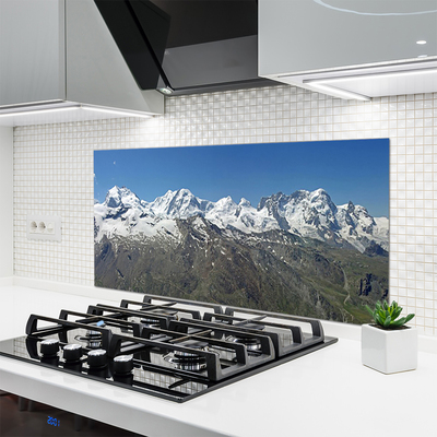 Kitchen Splashback Mountains landscape white grey