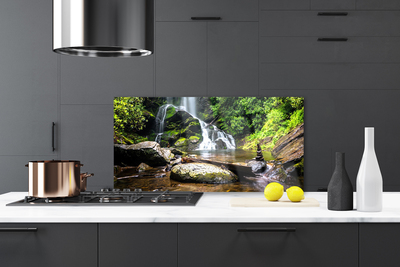 Kitchen Splashback Waterfall stones forest nature brown green white