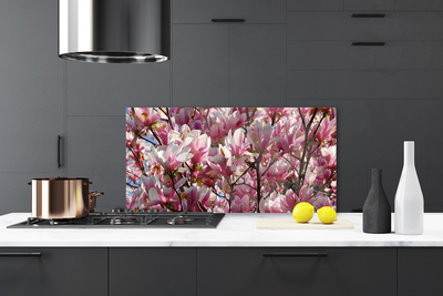 Kitchen Splashback Branches flowers floral brown pink