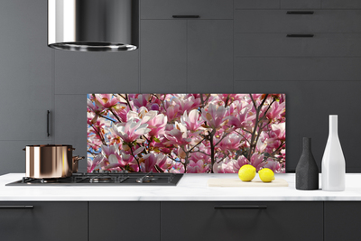 Kitchen Splashback Branches flowers floral brown pink