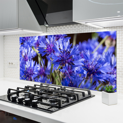 Kitchen Splashback Flowers floral purple