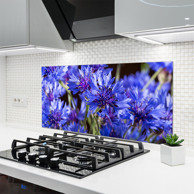 Kitchen Splashback Flowers floral purple