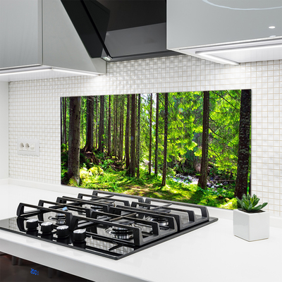 Kitchen Splashback Forest nature brown green