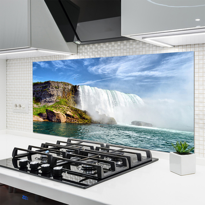 Kitchen Splashback Waterfall sea nature white blue