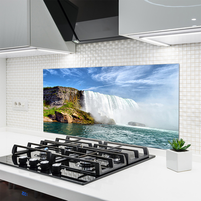 Kitchen Splashback Waterfall sea nature white blue