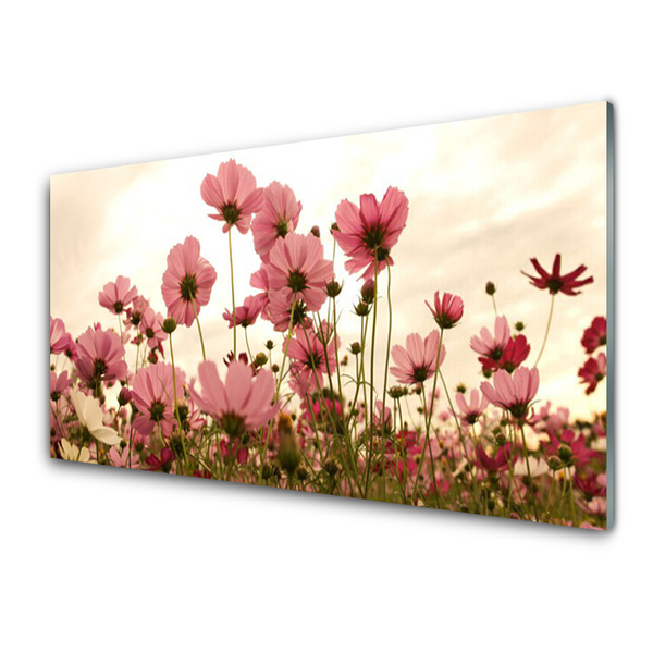 Kitchen Splashback Flowers floral pink green