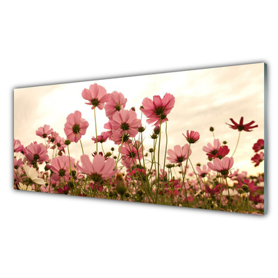 Kitchen Splashback Flowers floral pink green