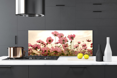 Kitchen Splashback Flowers floral pink green