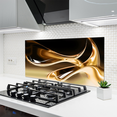 Kitchen Splashback Abstract art black gold