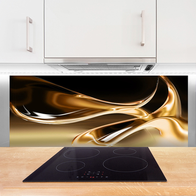 Kitchen Splashback Abstract art black gold