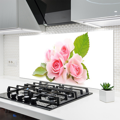 Kitchen Splashback Roses floral pink