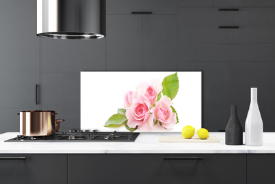 Kitchen Splashback Roses floral pink