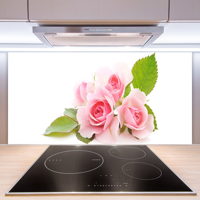 Kitchen Splashback Roses floral pink