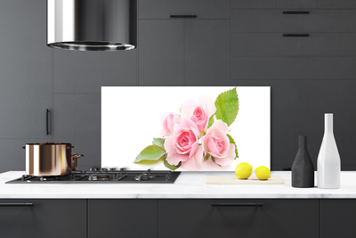 Kitchen Splashback Roses floral pink