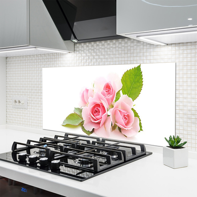 Kitchen Splashback Roses floral pink