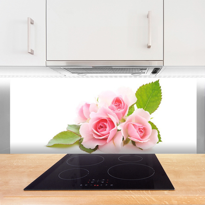 Kitchen Splashback Roses floral pink