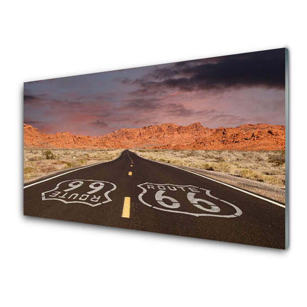 Kitchen Splashback Road landscape black white