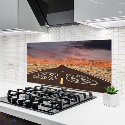 Kitchen Splashback Road landscape black white