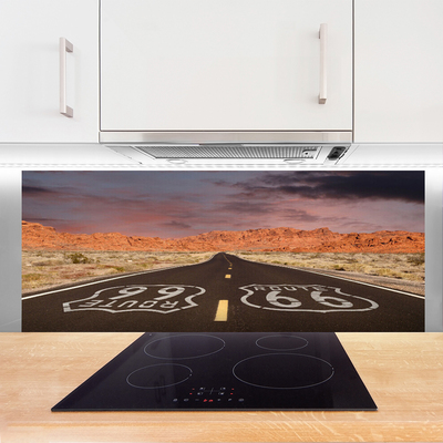 Kitchen Splashback Road landscape black white