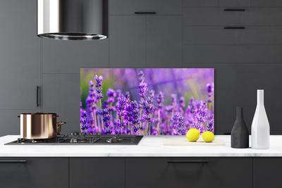 Kitchen Splashback Flowers floral purple