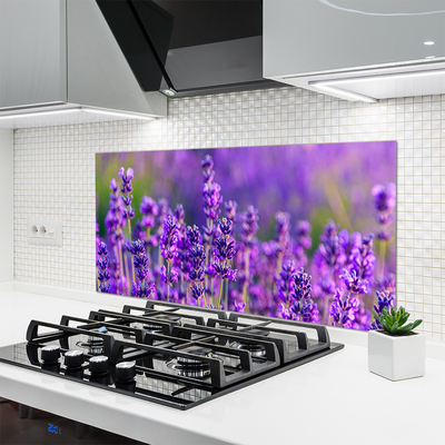 Kitchen Splashback Flowers floral purple