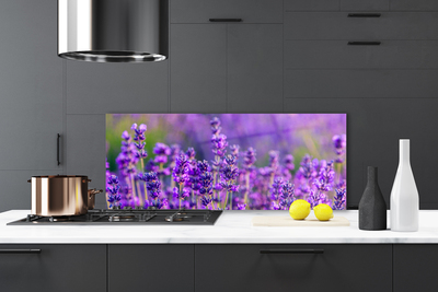 Kitchen Splashback Flowers floral purple