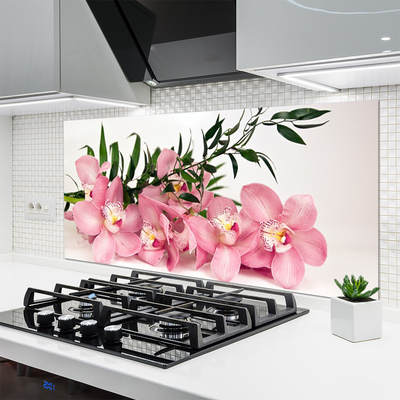 Kitchen Splashback Petals floral pink green