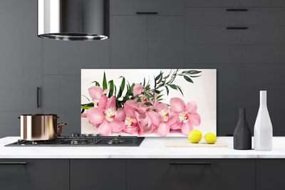 Kitchen Splashback Petals floral pink green