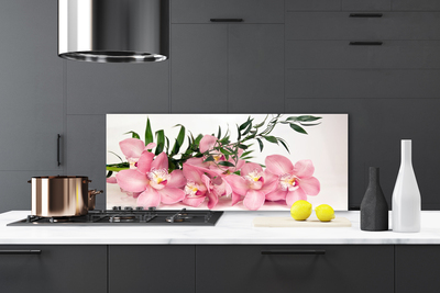 Kitchen Splashback Petals floral pink green