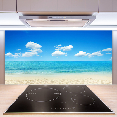 Kitchen Splashback Beach sea landscape white blue