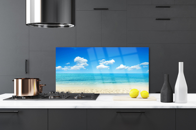 Kitchen Splashback Beach sea landscape white blue