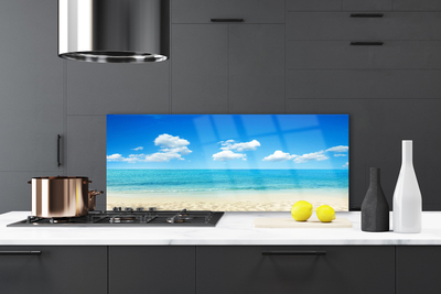 Kitchen Splashback Beach sea landscape white blue