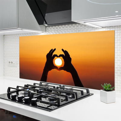 Kitchen Splashback Sun hands landscape yellow black